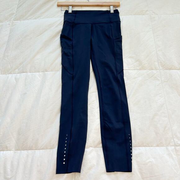 Lululemon Athletica Fast & Free 7/8 Tight 25” True Navy Nulux Leggings Size 4 - Picture 9 of 9